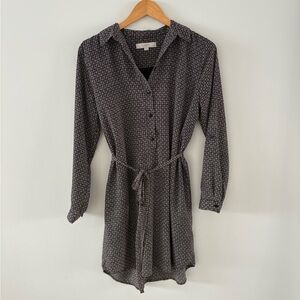 LOFT Black and Gray Long Sleeve Dress